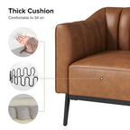 Alfons Industrial Leather Chair with Channel Tufting and Metal Leg Set of 2 by HULALA HOME