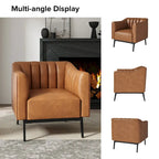 Alfons Industrial Leather Chair with Channel Tufting and Metal Leg Set of 2 by HULALA HOME