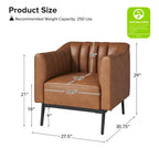 Alfons Industrial Leather Chair with Channel Tufting and Metal Leg Set of 2 by HULALA HOME