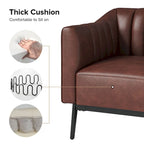 Alfons Industrial Leather Chair with Channel Tufting and Metal Leg Set of 2 by HULALA HOME