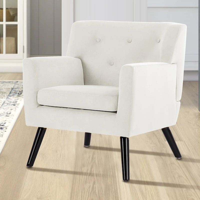 Sillón tapizado de terciopelo con capitonado, silla decorativa para sala de estar: 28.35W x 27.56D x 30.71H