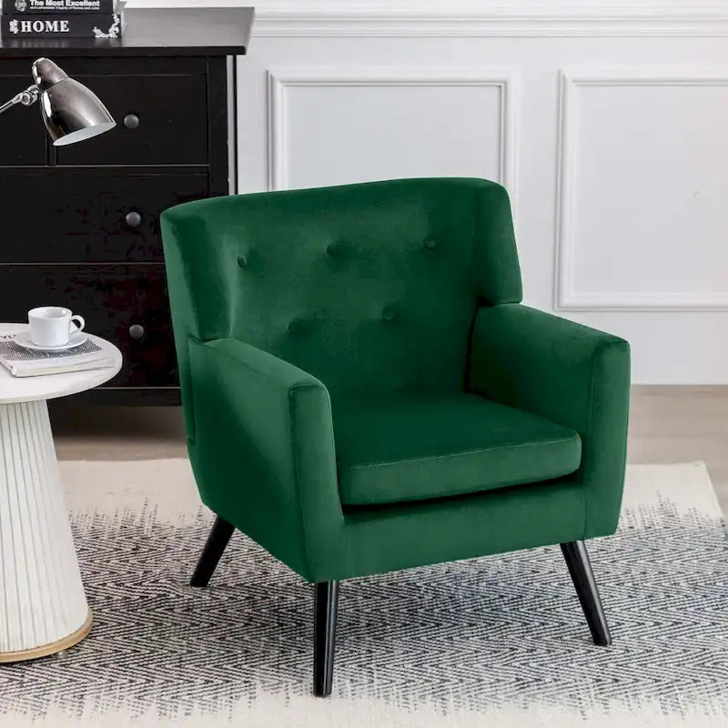 Mit Samt bezogener, getufteter Akzentsessel für das Wohnzimmer – 28.35W x 27.56D x 30.71H