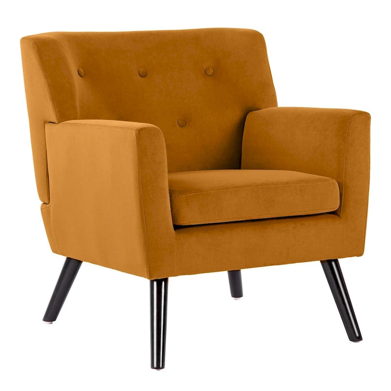 Mit Samt bezogener, getufteter Akzentsessel für das Wohnzimmer – 28.35W x 27.56D x 30.71H