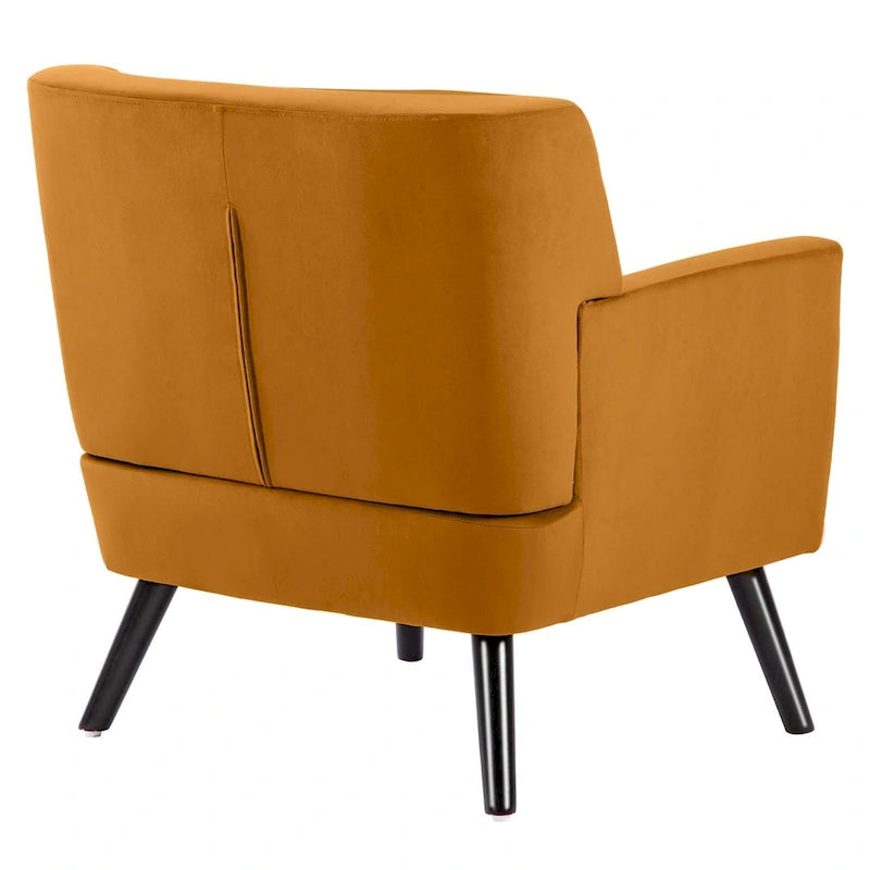 Mit Samt bezogener, getufteter Akzentsessel für das Wohnzimmer – 28.35W x 27.56D x 30.71H