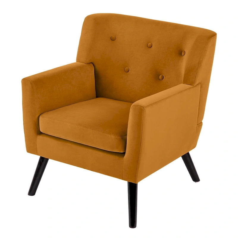 Mit Samt bezogener, getufteter Akzentsessel für das Wohnzimmer – 28.35W x 27.56D x 30.71H