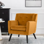 Mit Samt bezogener, getufteter Akzentsessel für das Wohnzimmer – 28.35W x 27.56D x 30.71H