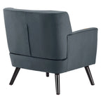 Mit Samt bezogener, getufteter Akzentsessel für das Wohnzimmer – 28.35W x 27.56D x 30.71H