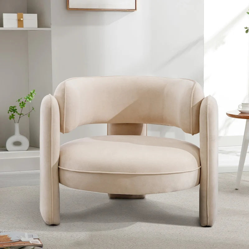 Silla decorativa moderna de terciopelo con reposabrazos para sala