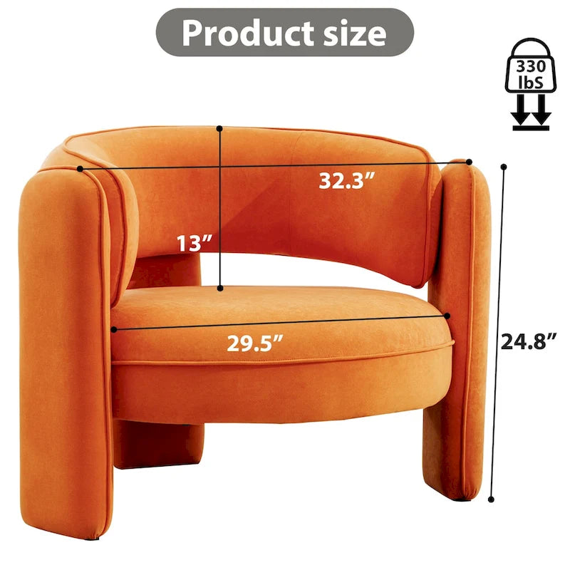 Modern Velvet Accent Chair with Armrests for Living Room