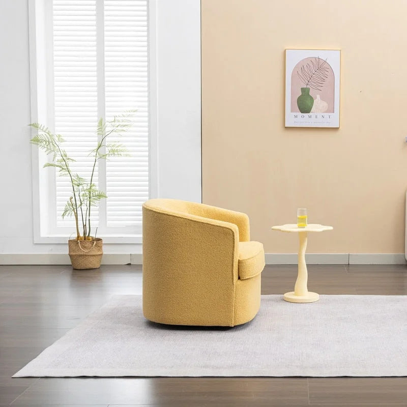 SEYNAR moderne gestoffeerde bouclé-accentstoel met draaibare clubstoel van 360 graden