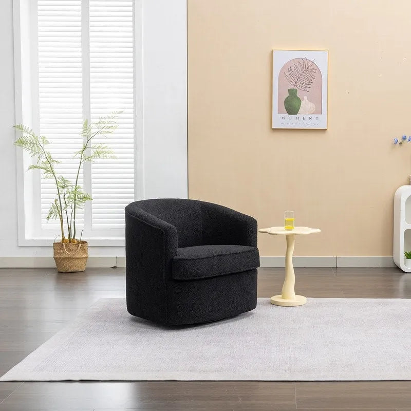 SEYNAR moderne gestoffeerde bouclé-accentstoel met draaibare clubstoel van 360 graden
