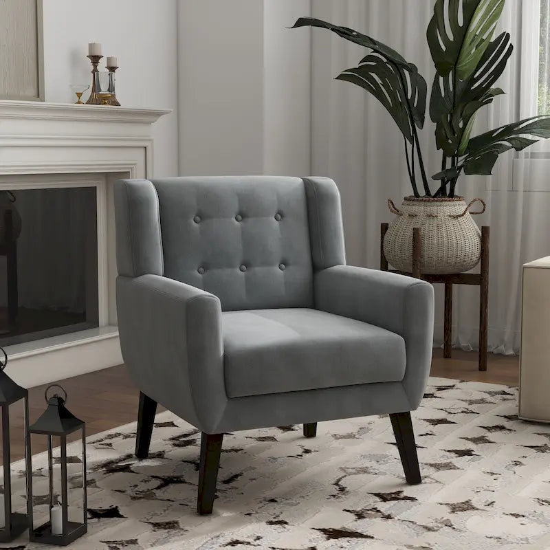 Silla decorativa de terciopelo tapizada para sala de estar