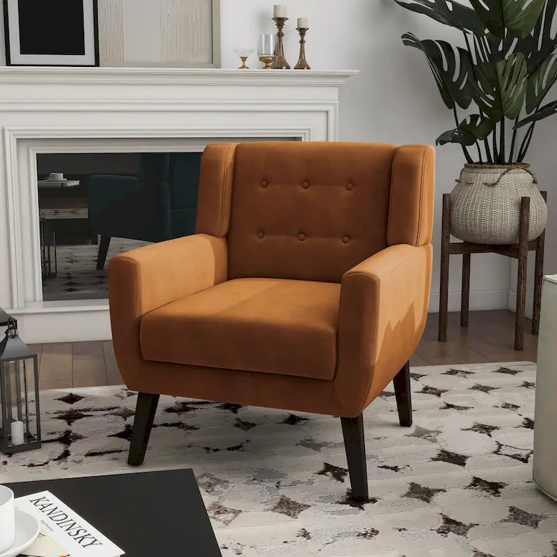 Silla decorativa de terciopelo tapizada para sala de estar