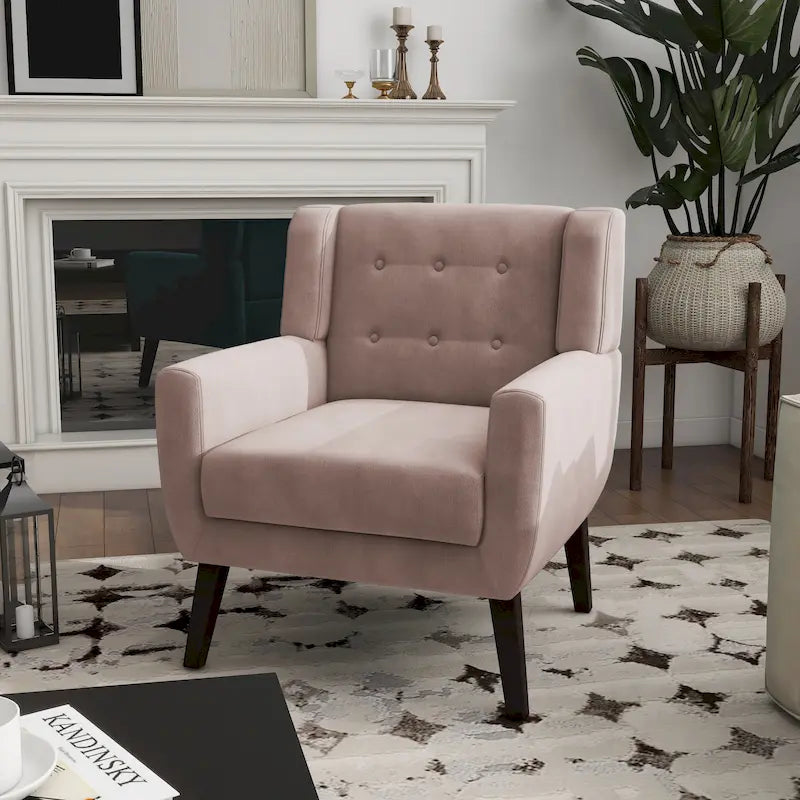Silla decorativa de terciopelo tapizada para sala de estar