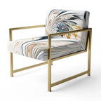 Designart 'White Stained Glass Floral' gestoffeerde fauteuil met bloemenaccent