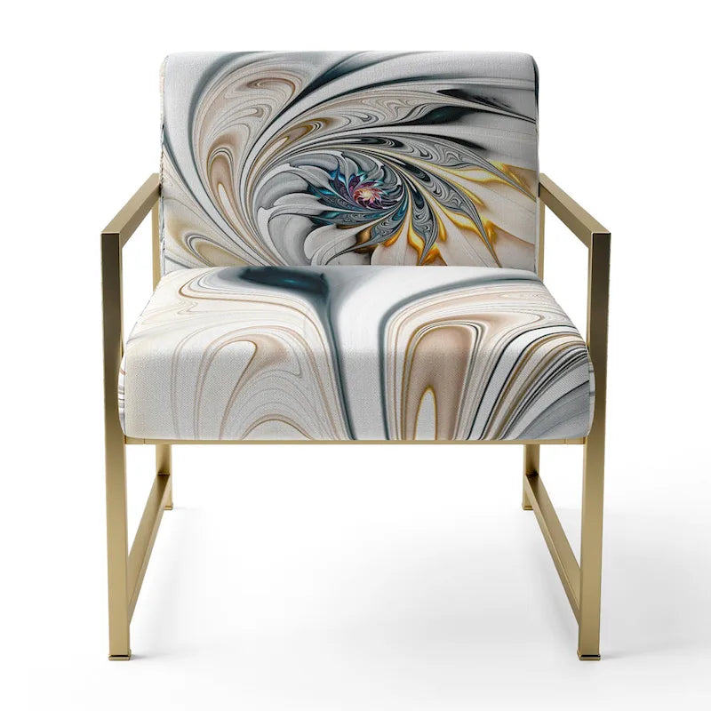Designart 'White Stained Glass Floral' gestoffeerde fauteuil met bloemenaccent