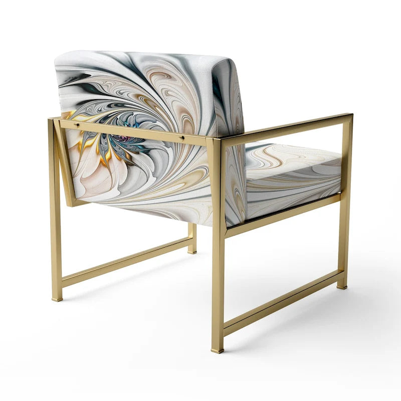 Designart 'White Stained Glass Floral' gestoffeerde fauteuil met bloemenaccent