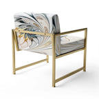 Designart 'White Stained Glass Floral' gestoffeerde fauteuil met bloemenaccent