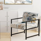 Designart 'White Stained Glass Floral' gestoffeerde fauteuil met bloemenaccent