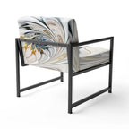 Designart 'White Stained Glass Floral' gestoffeerde fauteuil met bloemenaccent