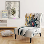 Designart 'White Stained Glass Floral' gestoffeerde fauteuil met bloemenaccent