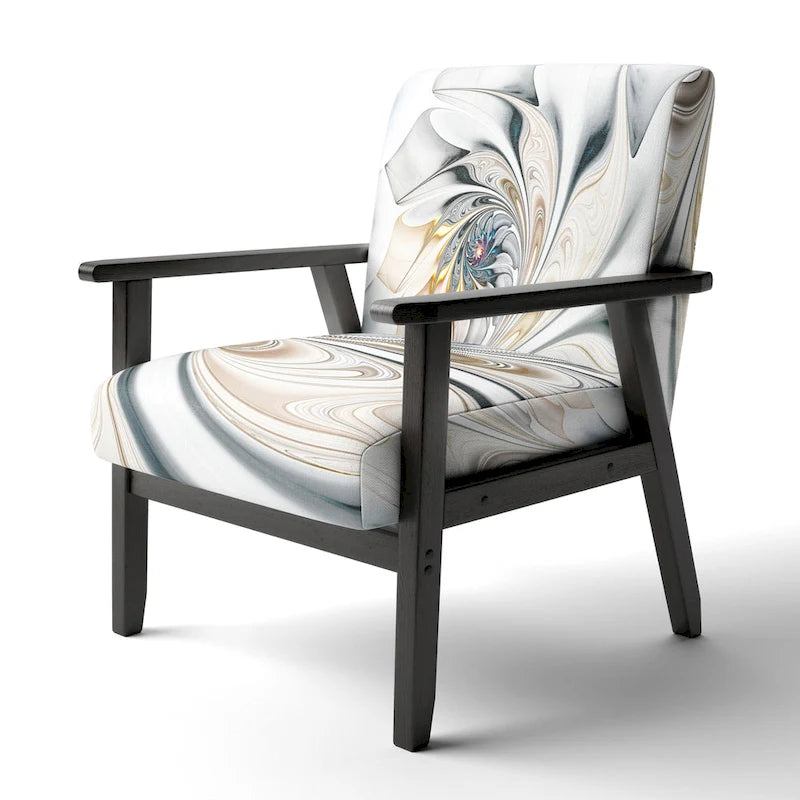 Designart 'White Stained Glass Floral' gestoffeerde fauteuil met bloemenaccent