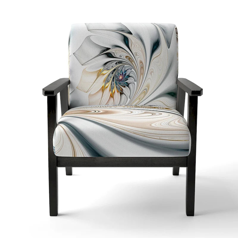 Designart 'White Stained Glass Floral' gestoffeerde fauteuil met bloemenaccent