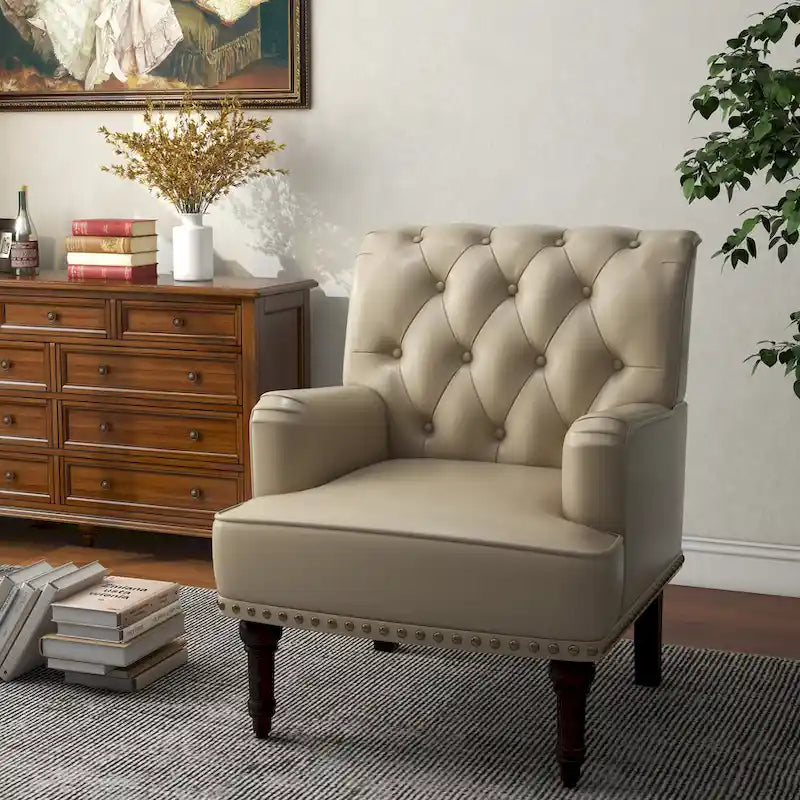 PU Leather Living Room Accent Chair with Tufted Back
