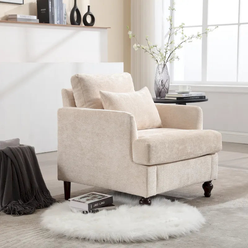 Sillón con estructura de madera, sillón decorativo moderno para sala de estar