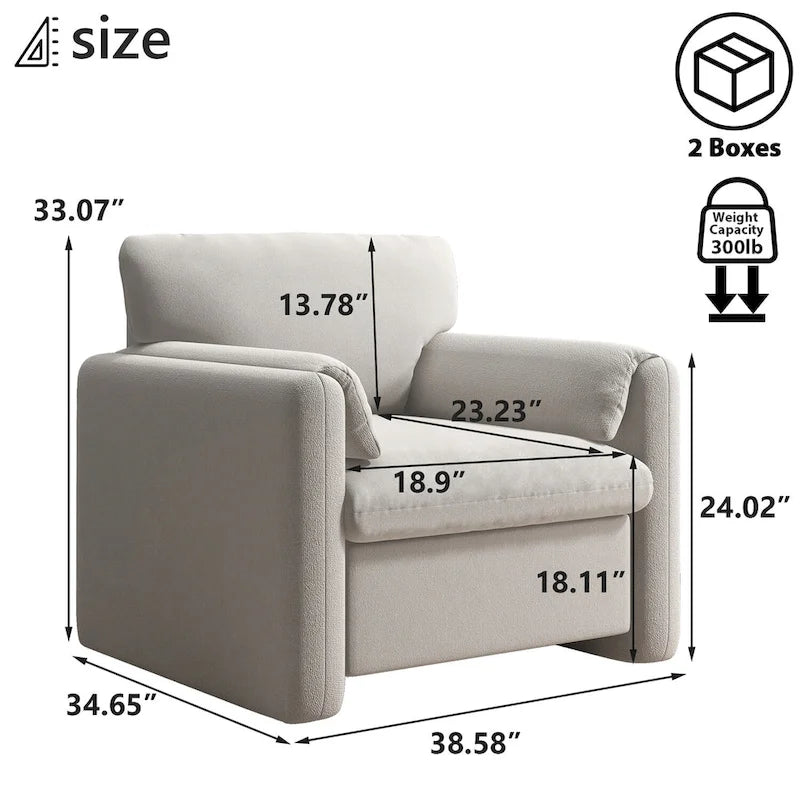 Sillón decorativo tapizado, sofá individual