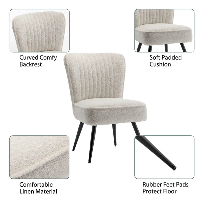 Set van 2 armloze accentstoelen, moderne accentstoelen voor de woonkamer en slaapkamer