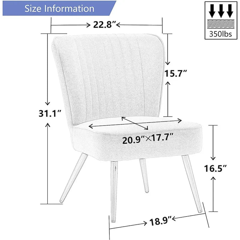 Set van 2 armloze accentstoelen, moderne accentstoelen voor de woonkamer en slaapkamer