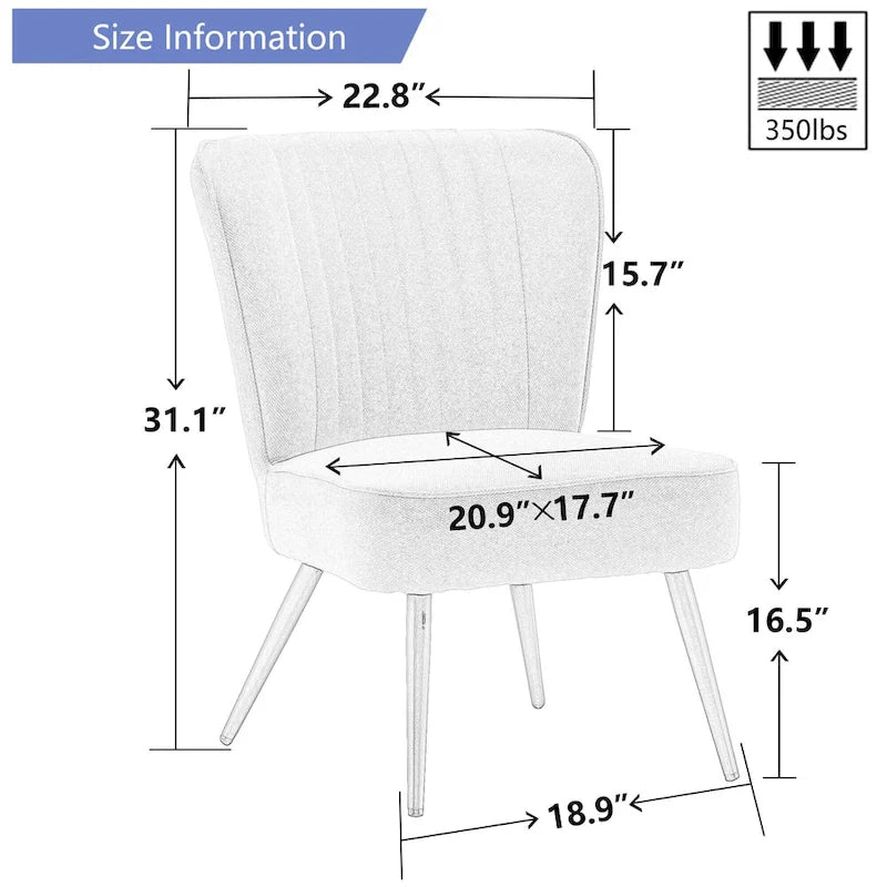 Set van 2 armloze accentstoelen, moderne accentstoelen voor de woonkamer en slaapkamer