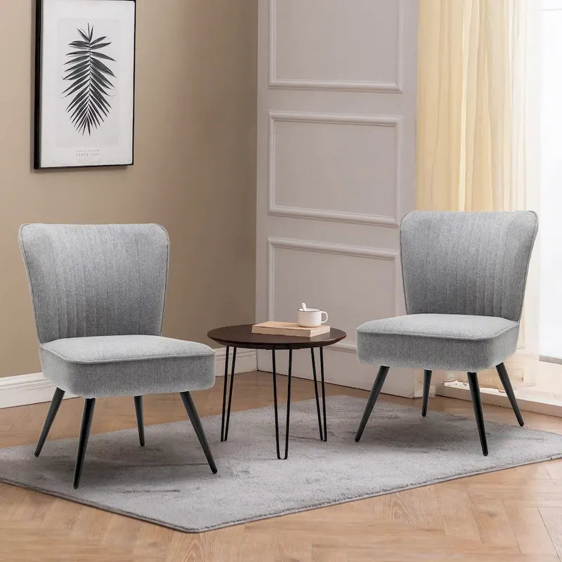 Set van 2 armloze accentstoelen, moderne accentstoelen voor de woonkamer en slaapkamer