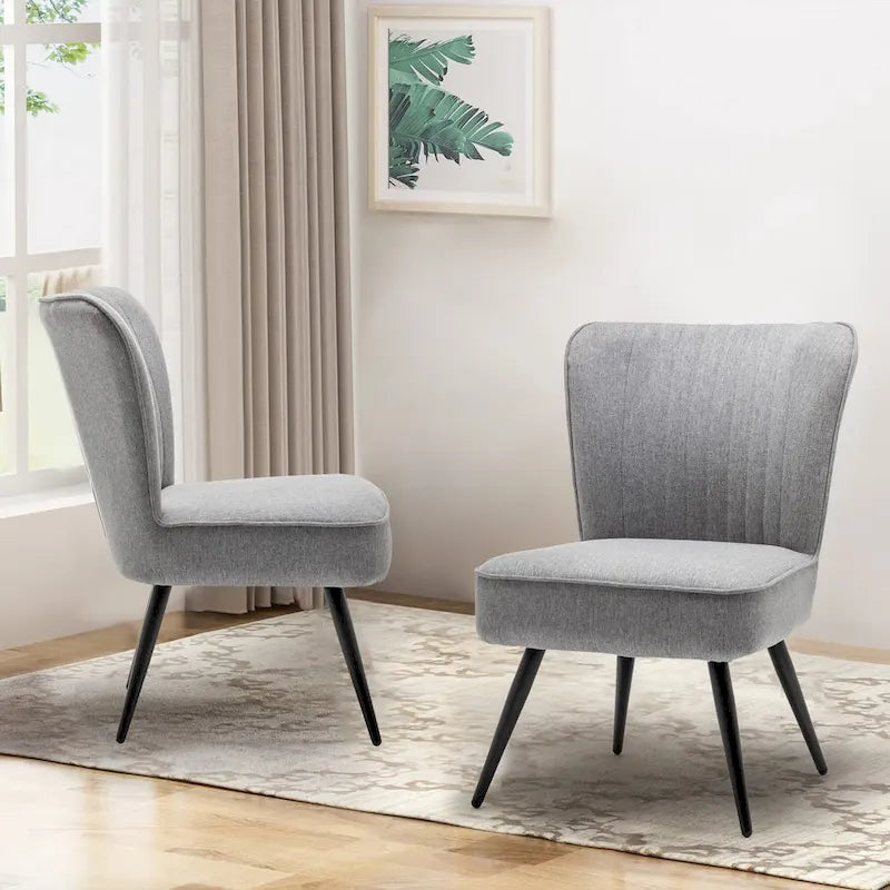 Set van 2 armloze accentstoelen, moderne accentstoelen voor de woonkamer en slaapkamer