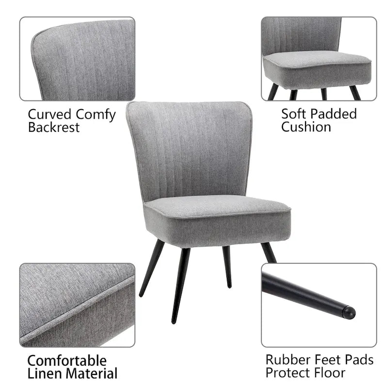 Set van 2 armloze accentstoelen, moderne accentstoelen voor de woonkamer en slaapkamer