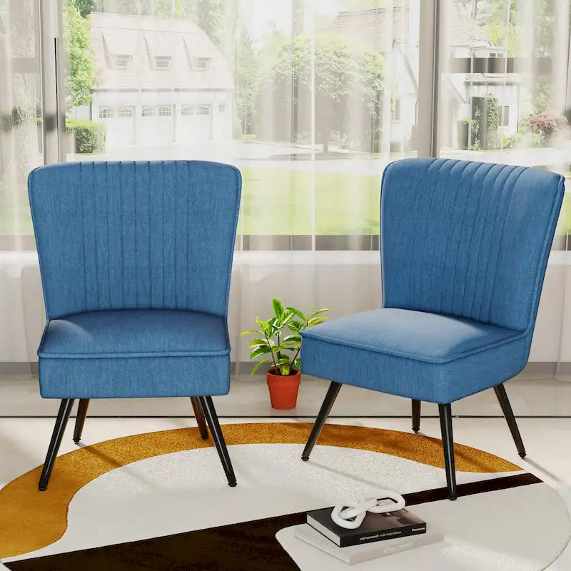 Set van 2 armloze accentstoelen, moderne accentstoelen voor de woonkamer en slaapkamer