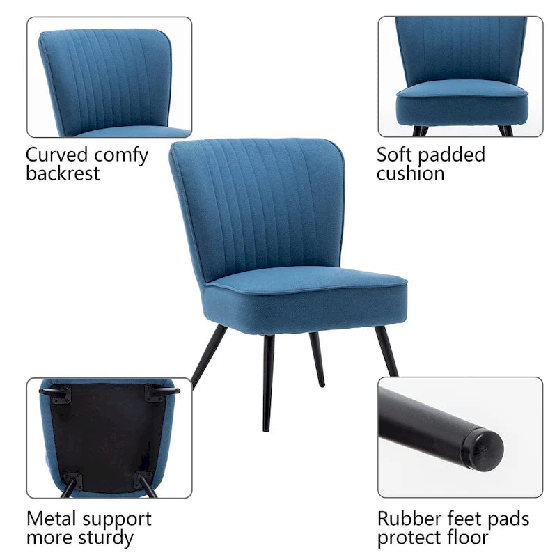 Set van 2 armloze accentstoelen, moderne accentstoelen voor de woonkamer en slaapkamer