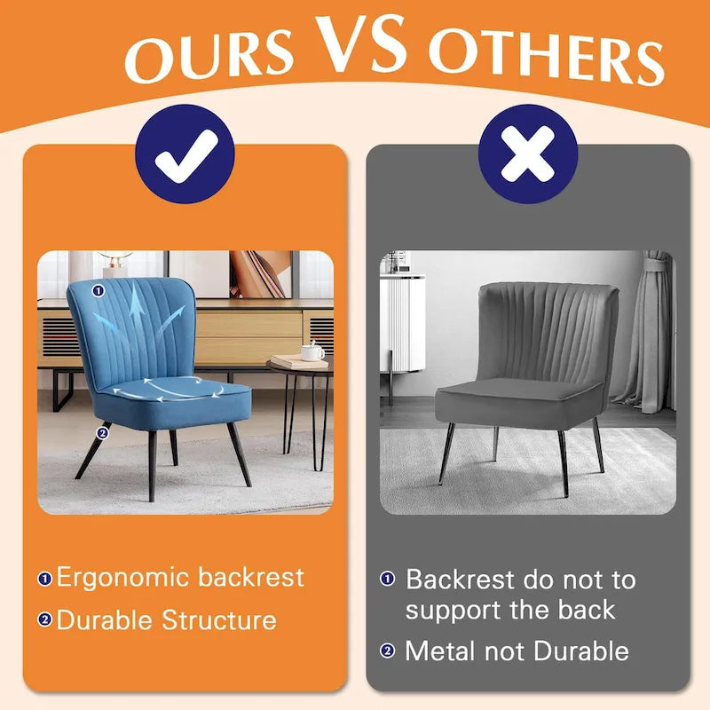 Set van 2 armloze accentstoelen, moderne accentstoelen voor de woonkamer en slaapkamer