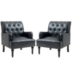 Tufted Vegan Leather Accent Chairs Armchairs with Nailhead Trim