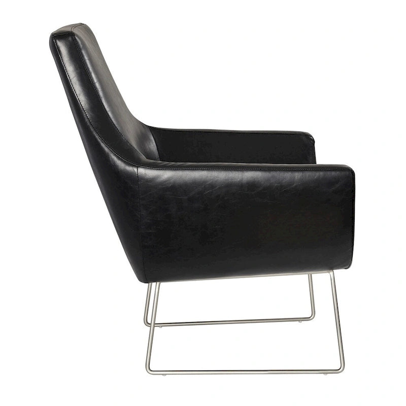 Adesso Kendrick Distressed Black or Camel Leather Chair