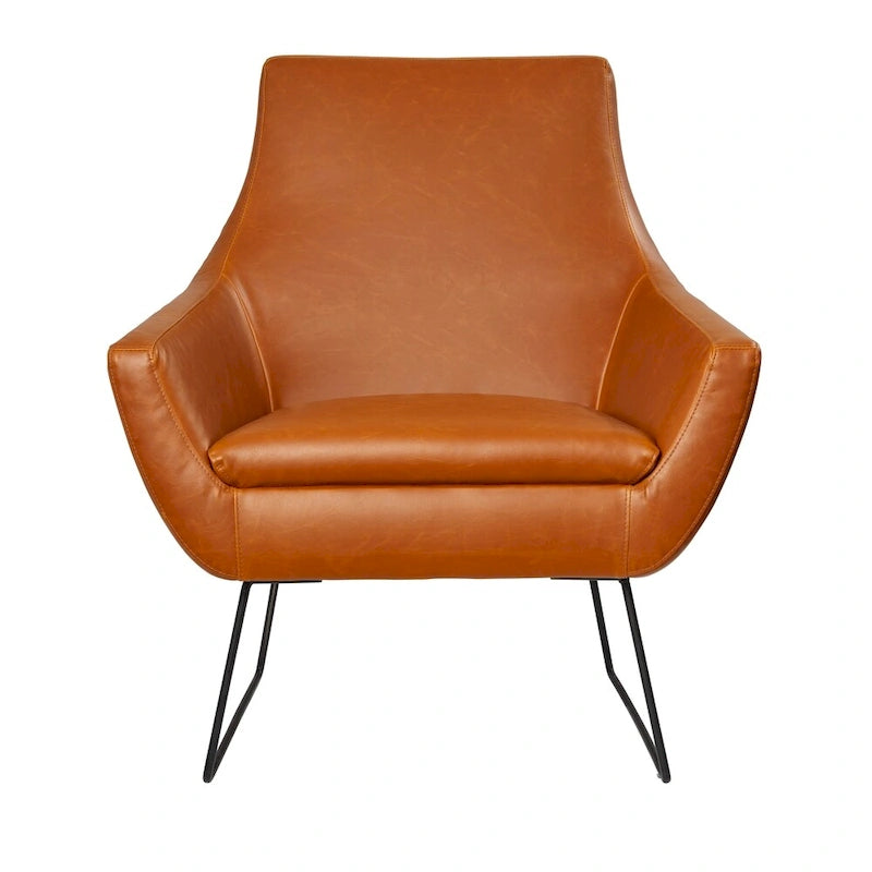 Adesso Kendrick Distressed Black or Camel Leather Chair