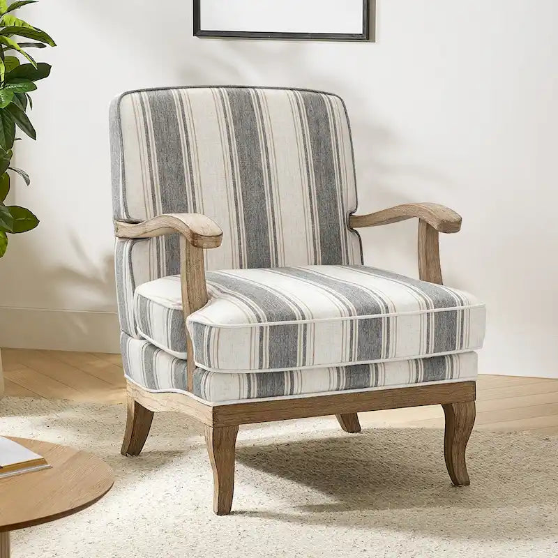 Sillón de poliéster estilo granja Rinaldo con patas de madera maciza de HULALA HOME