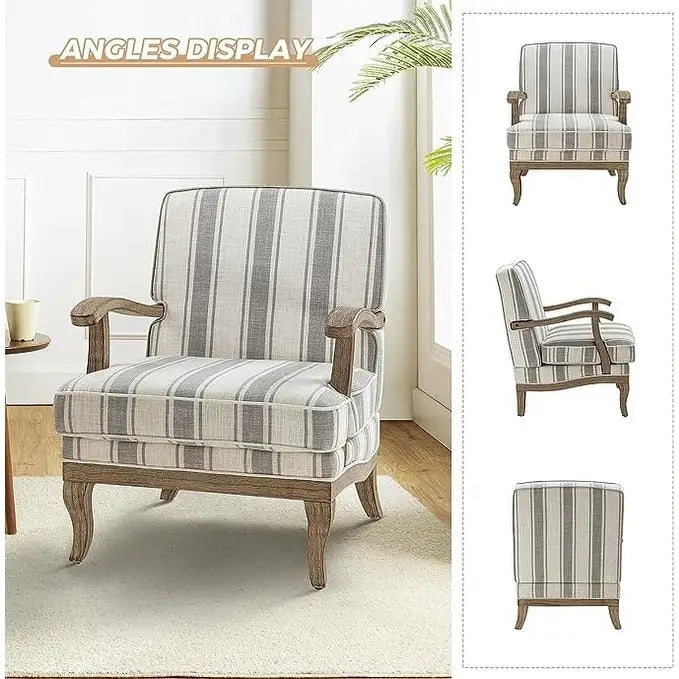 Rinaldo Farmhouse Polyester Armchair with Solid Wood Legs by HULALA HOME