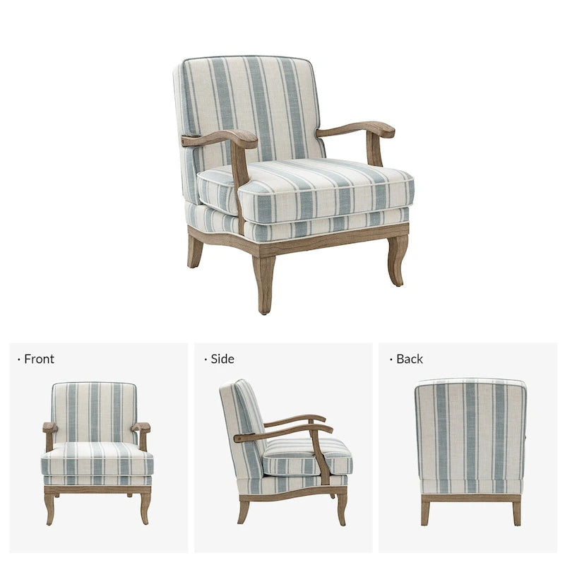 Rinaldo Farmhouse Polyester Armchair with Solid Wood Legs by HULALA HOME