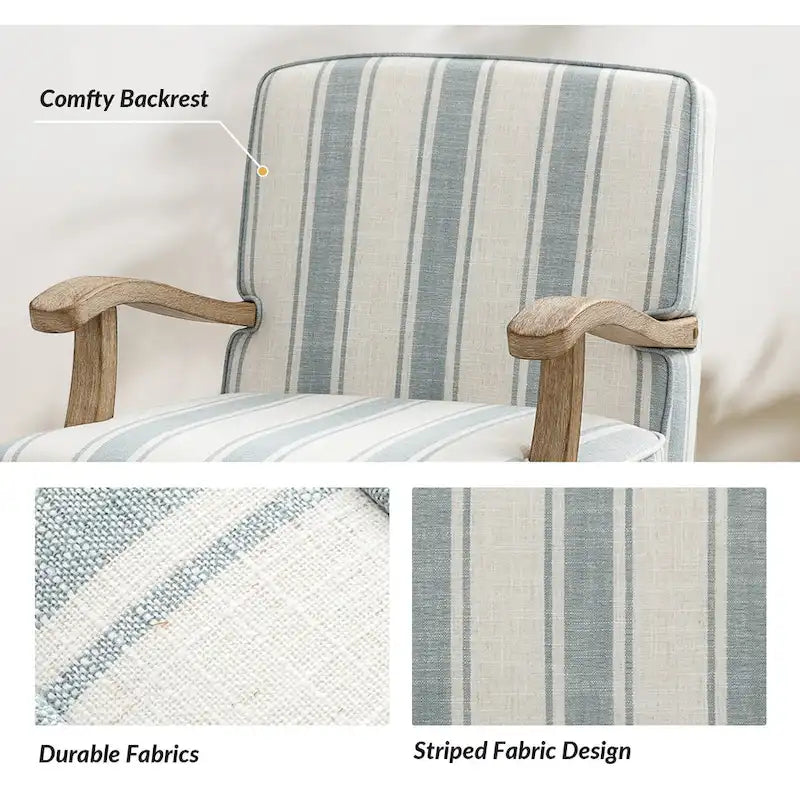 Rinaldo Farmhouse Polyester Armchair with Solid Wood Legs by HULALA HOME