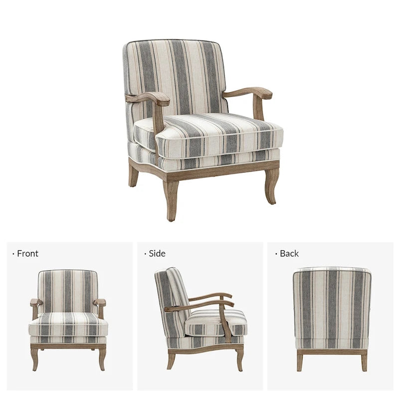 Rinaldo Farmhouse Polyester Armchair with Solid Wood Legs by HULALA HOME