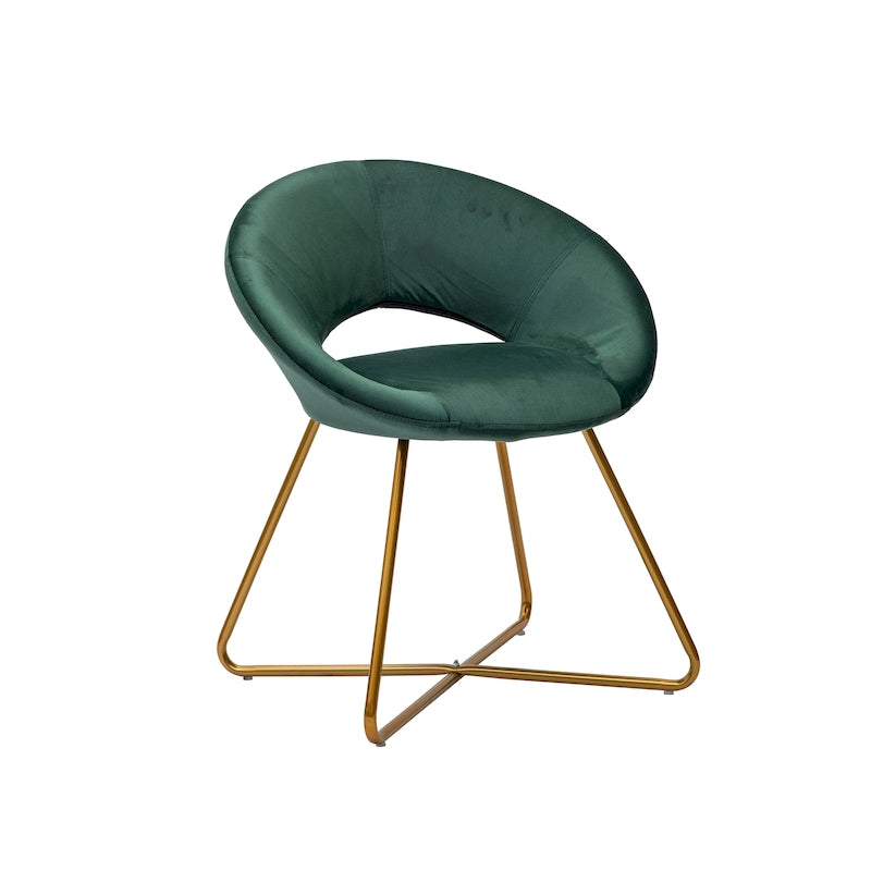 Sillón decorativo de descanso Porthos Home Reine, tapizado de terciopelo, patas doradas
