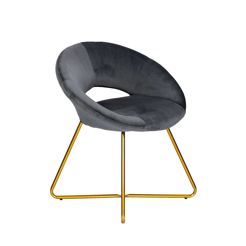 Sillón decorativo de descanso Porthos Home Reine, tapizado de terciopelo, patas doradas