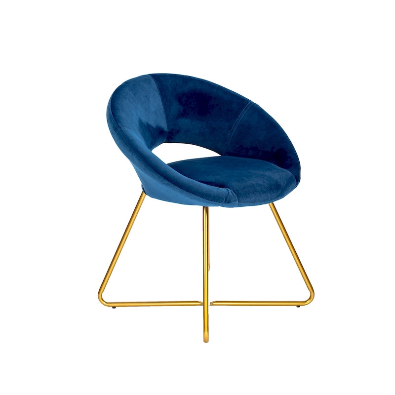Sillón decorativo de descanso Porthos Home Reine, tapizado de terciopelo, patas doradas